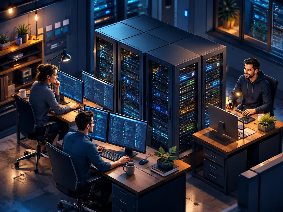 Our team running and monitoring your servers for you in a managed operations room